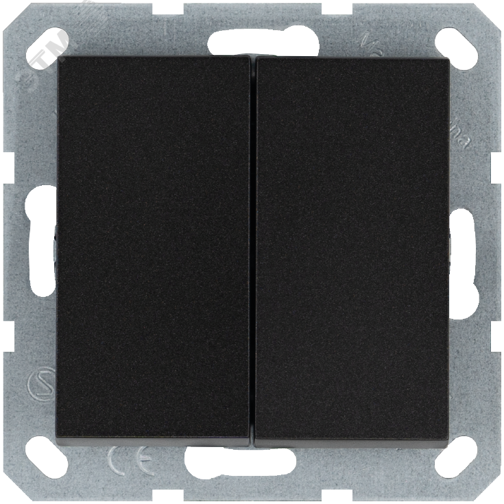 Изображение товара Выключатель двухклавишный 10A 250V антрацит Jasmart