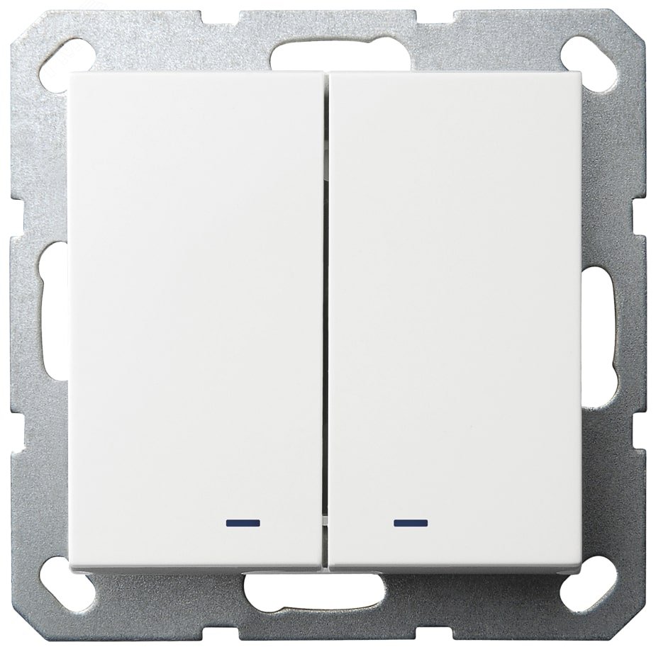 Изображение товара Двухклавишный выключатель с светодиодами 250V 10A белый Jasmart G серии