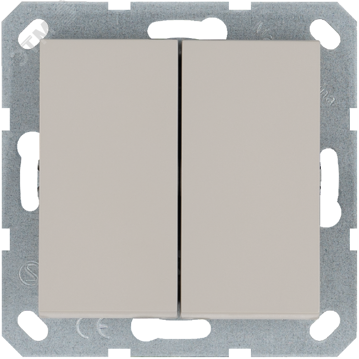 Изображение товара Двухклавишный выключатель 250V 10A Тауп Jasmart серия G