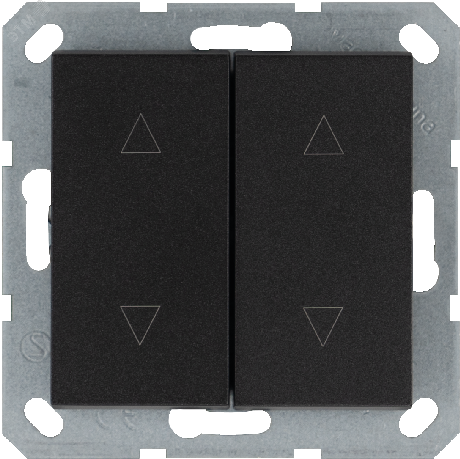 Изображение товара Выключатель двухклавишный для штор 10A 250V~ с накладкой, цвет Антрацит (шт)