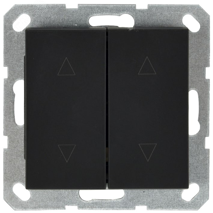 Изображение товара Выключатель двухклавишный для штор 10A 250V~ с накладкой, цвет черный матовый (soft touch) (шт)