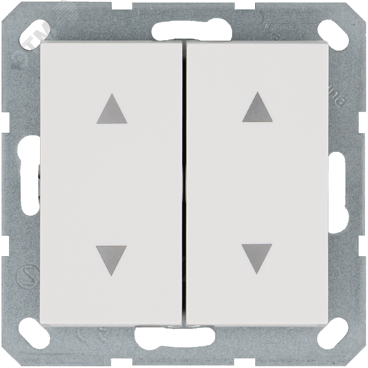 Изображение товара Выключатель двухклавишный для штор 10A 250V~ с накладкой, цвет белый глянцевый (шт)