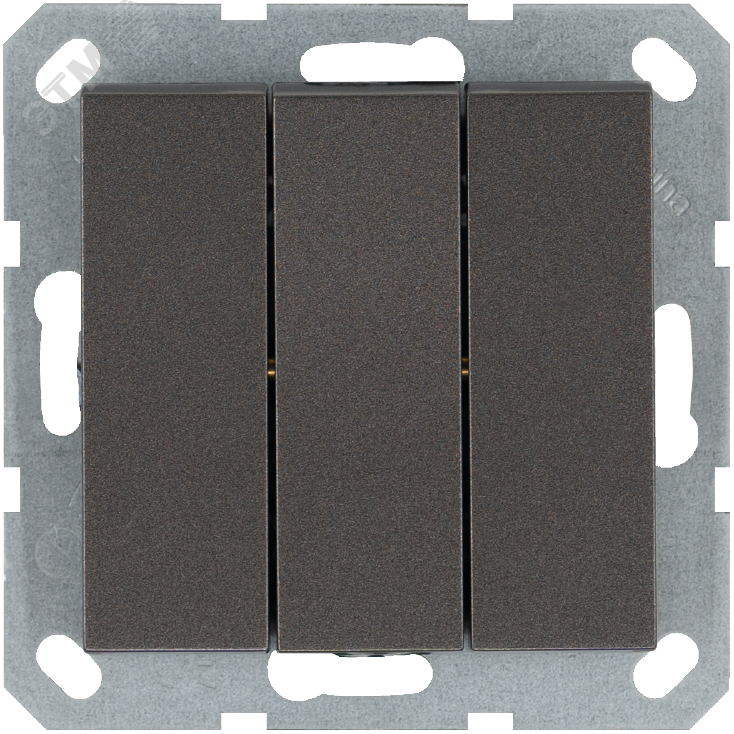 Изображение товара Трехклавишный выключатель 250V 10A мокко скрытый монтаж серии G Jasmart