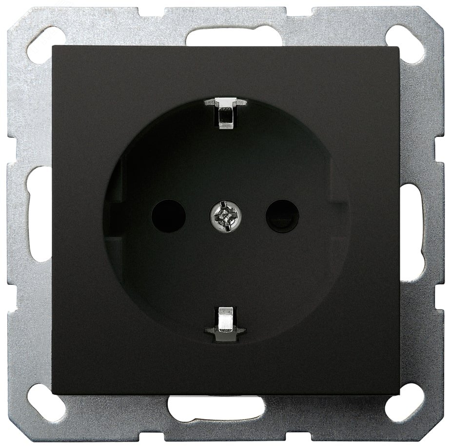 Изображение товара Розетка Schuko с защитными шторками 16A 250V черный матовый