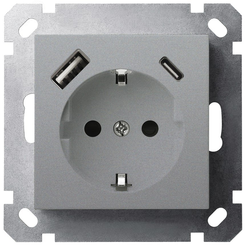 Изображение товара Розетка Schuko с USB A+C безопасная и удобная для зарядки