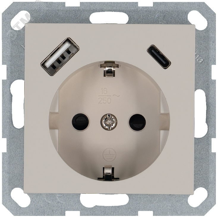 Изображение товара Розетка Schuko с USB A+C 16A 250V с защитой Jasmart