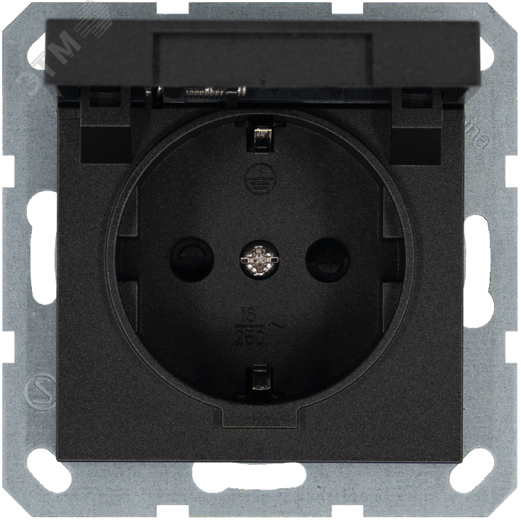 Изображение товара Розетка Schuko с крышкой и защитными шторками 16A 250V~ антрацит