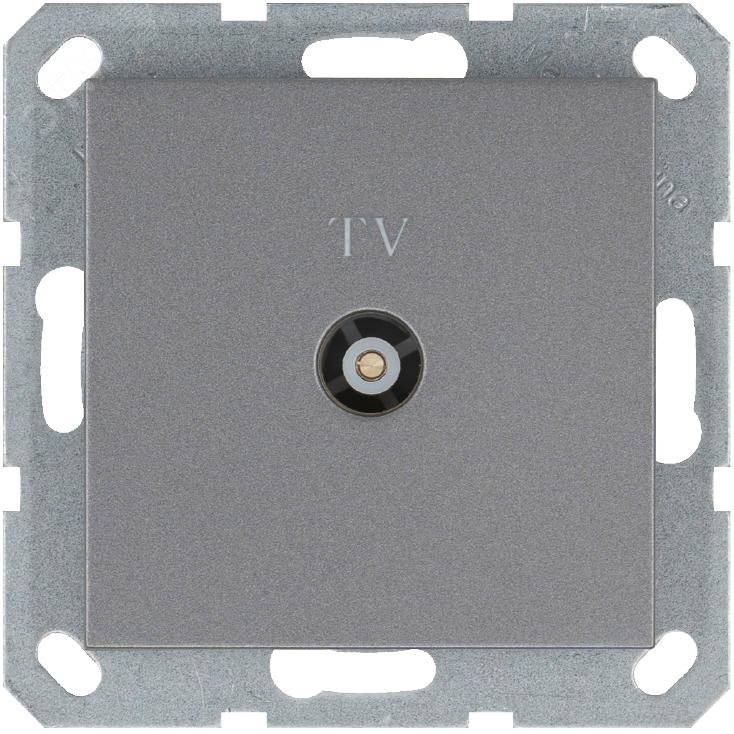 Изображение товара Розетка TV9.5 мм проходная с накладкой, цвет Алюминий (шт)