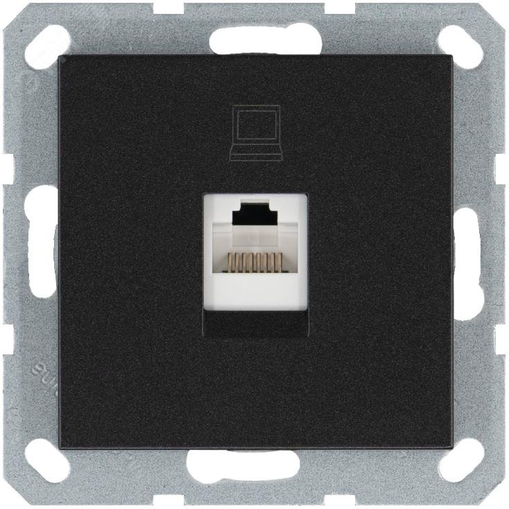 Изображение товара Интернет-розетка RJ45 с накладкой, цвет Антрацит (шт)