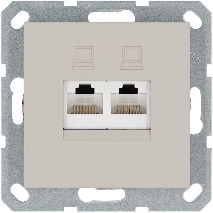 Изображение товара Интернет-розетка RJ45 двойная с накладкой серия G Jasmart Тауп