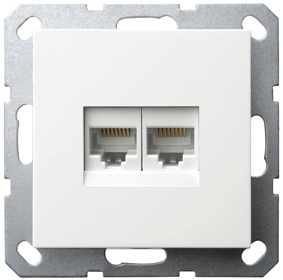 Изображение товара Интернет-розетка RJ45 двойная с накладкой белая серия G Jasmart
