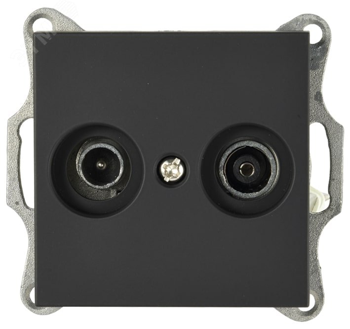 Изображение товара Розетка TV+FM9.5 мм оконечная с накладкой, цвет черный матовый (soft touch) (шт)
