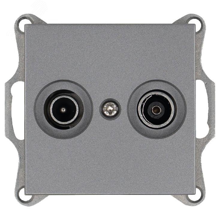 Изображение товара Розетка TV FM проходная с накладкой алюминий серия G Jasmart