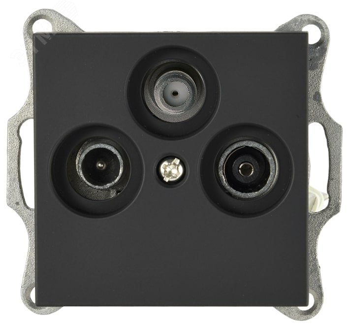 Изображение товара Розетка TV+FM+SAT9.5 мм оконечная с накладкой, цвет черный матовый (soft touch) (шт)