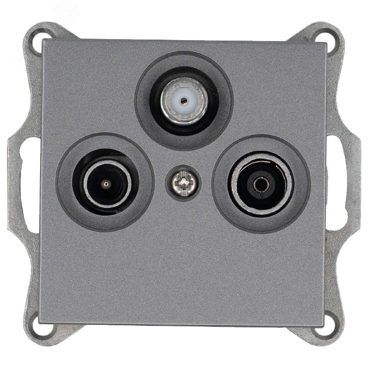 Изображение товара Розетка TV FM SAT 9.5 мм с накладкой Алюминий Jasmart G6206S