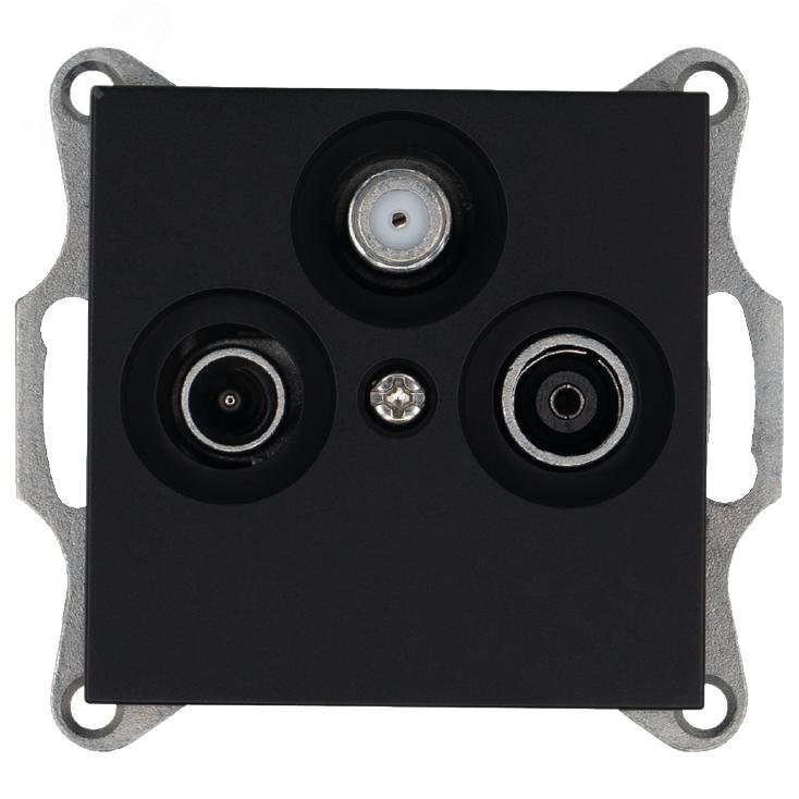 Изображение товара Розетка TV FM SAT проходная с накладкой черный матовый Jasmart G6207PB