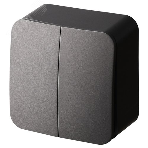 Изображение товара Выключатель двухклавишный проходной накладного монтажа цвет антрацит 6+6 10AX 250В (шт)