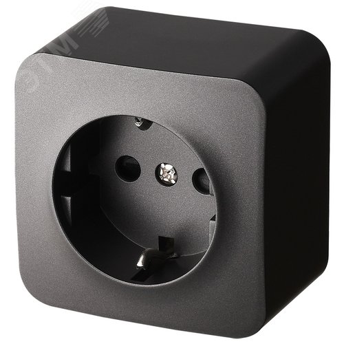Изображение товара Розетка одноместная Schuko со шторками накладного монтажа цвет антрацит 16A 250В 2P+T (шт)