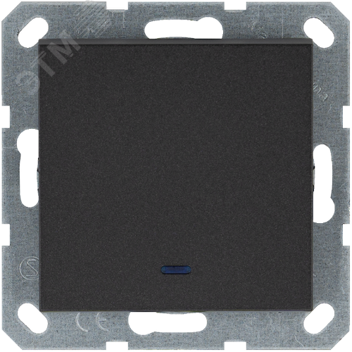 Изображение товара Выключатель одноклавишный со светодиодом 10A 250V~ с накладкой, цвет Антрацит (шт)