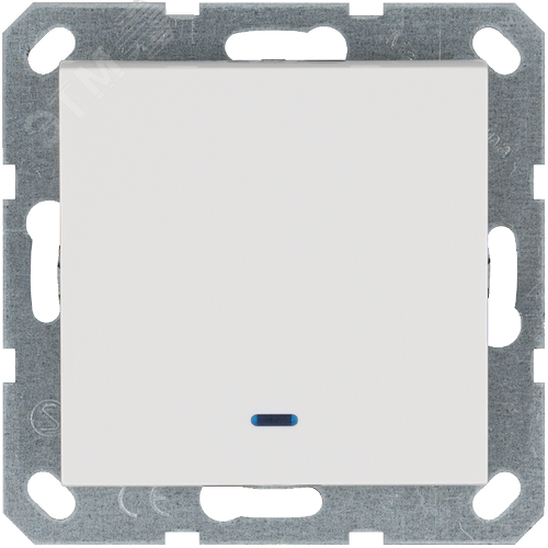 Изображение товара Выключатель одноклавишный проходной со светодиодом 10A 250V~ с накладкой, цвет белый глянцевый (шт)