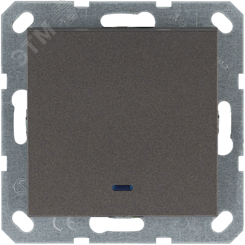 Изображение товара Выключатель одноклавишный проходной со светодиодом 10A 250V~ с накладкой, цвет Мокко (шт)