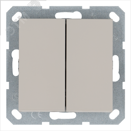Изображение товара Переключатель 2-клавишный перекрестный 10А. 250В. цвет тауп (шт)