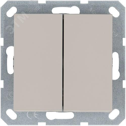 Изображение товара Выключатель двухклавишный проходной 10A 250V~ с накладкой, цвет Тауп (шт)