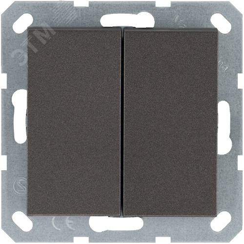 Изображение товара Выключатель двухклавишный проходной 10A 250V~ с накладкой, цвет Мокко (шт)