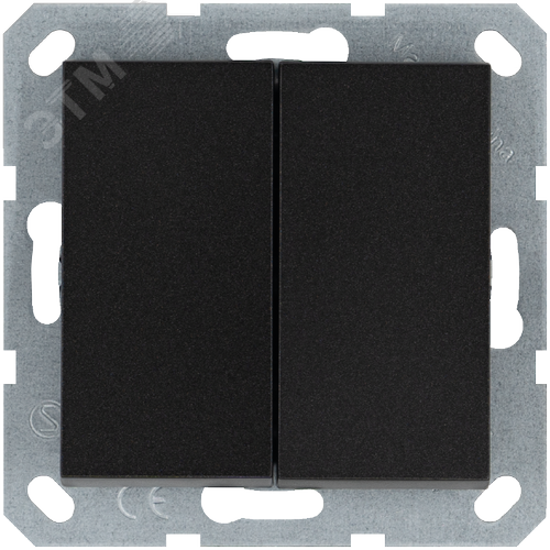 Изображение товара Выключатель двухклавишный 10A 250V~ с накладкой, цвет Антрацит (шт)