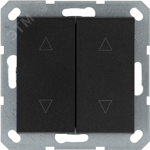 Изображение товара Выключатель двухклавишный для штор 10A 250V~ с накладкой, цвет Антрацит (шт)