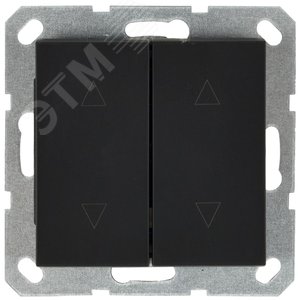 Изображение товара Выключатель двухклавишный для штор 10A 250V~ с накладкой, цвет черный матовый (soft touch) (шт)