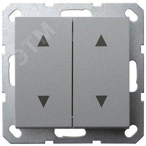 Изображение товара Выключатель двухклавишный для штор 10A 250V~ с накладкой, цвет Алюминий (шт)