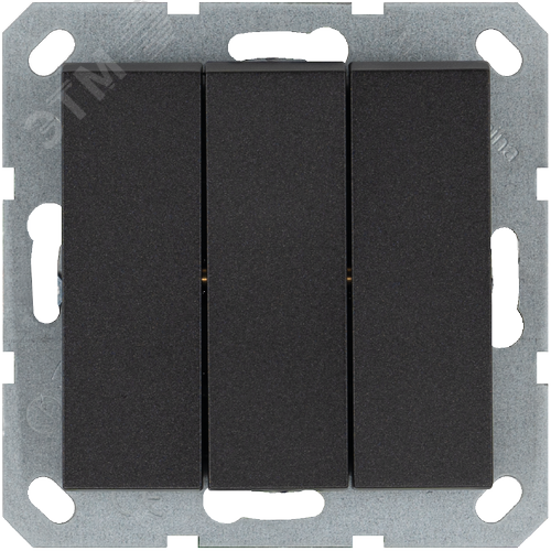 Изображение товара Выключатель трехклавишный 10A 250V~ с накладкой, цвет Антрацит (шт)