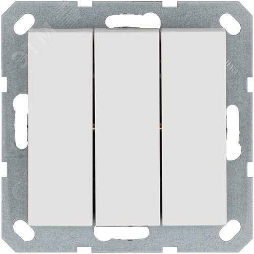 Изображение товара Выключатель трехклавишный 10A 250V~ с накладкой, цвет белый глянцевый (шт)