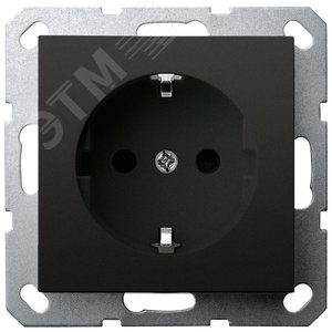 Изображение товара Розетка Schuko с защитными шторками 16A 250V~ 2P+T, цвет черный матовый (soft touch) (шт)