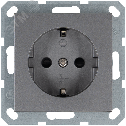 Изображение товара Розетка Schuko с защитными шторками 16A 250V~ 2P+T, цвет Алюминий (шт)