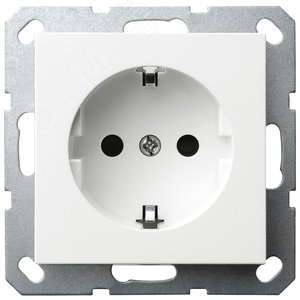 Изображение товара Розетка Schuko с защитными шторками 16A 250V~ 2P+T, цвет белый глянцевый (шт)