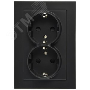 Изображение товара Розетка Schuko двойная с защитными шторками 16A 250V~ 2P+T, цвет черный матовый (soft touch) (шт)