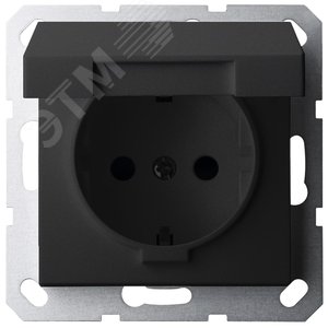 Изображение товара Розетка Schuko с крышкой и защитными шторками 16A 250V~ 2P+T, цвет черный матовый (soft touch) (шт)