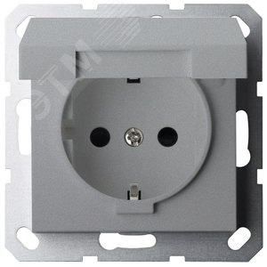 Изображение товара Розетка Schuko с крышкой и защитными шторками 16A 250V~ 2P+T, цвет Алюминий (шт)