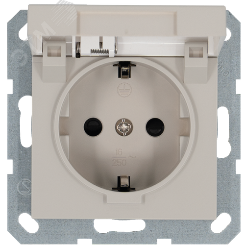 Изображение товара Розетка Schuko с крышкой и защитными шторками 16A 250V~ 2P+T, цвет Тауп (шт)