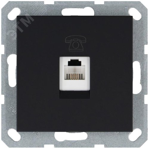 Изображение товара Телефонная розетка RJ11 с накладкой, цвет Антрацит (шт)