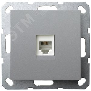Изображение товара Телефонная розетка RJ11 с накладкой, цвет Алюминий (шт)