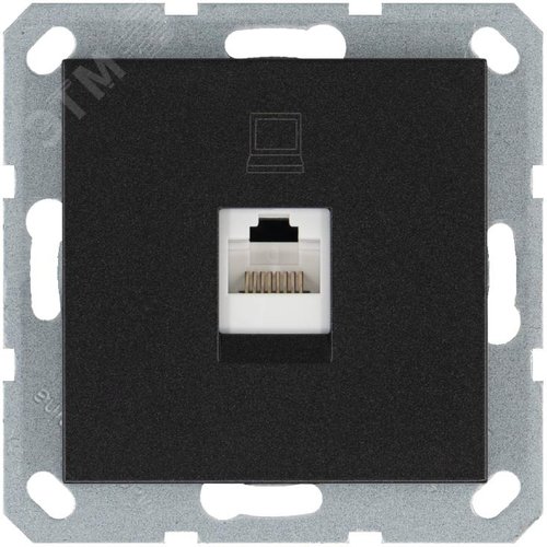 Изображение товара Интернет-розетка RJ45 с накладкой, цвет Антрацит (шт)