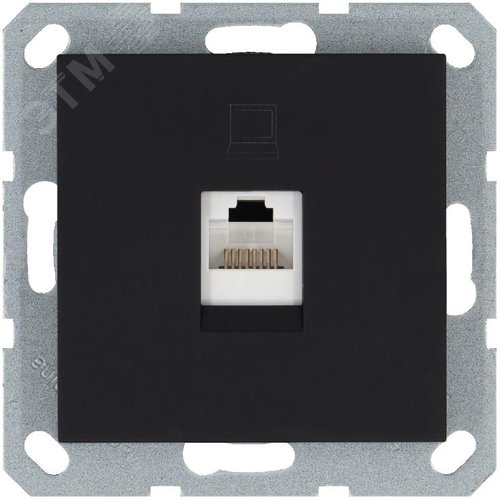Изображение товара Интернет-розетка RJ45 с накладкой, цвет черный матовый (soft touch) (шт)