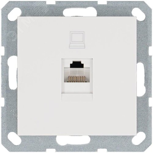 Изображение товара Интернет-розетка RJ45 с накладкой, цвет белый глянцевый (шт)