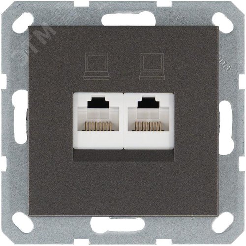 Изображение товара Интернет-розетка RJ45 двойная с накладкой, цвет Мокко (шт)