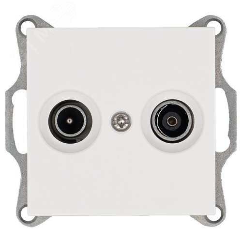 Изображение товара Розетка TV+FM9.5 мм оконечная с накладкой, цвет белый глянцевый (шт)
