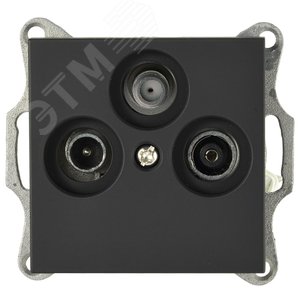 Изображение товара Розетка TV+FM+SAT9.5 мм оконечная с накладкой, цвет черный матовый (soft touch) (шт)