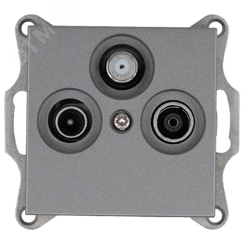 Изображение товара Розетка TV+FM+SAT9.5 мм оконечная с накладкой, цвет Алюминий (шт)